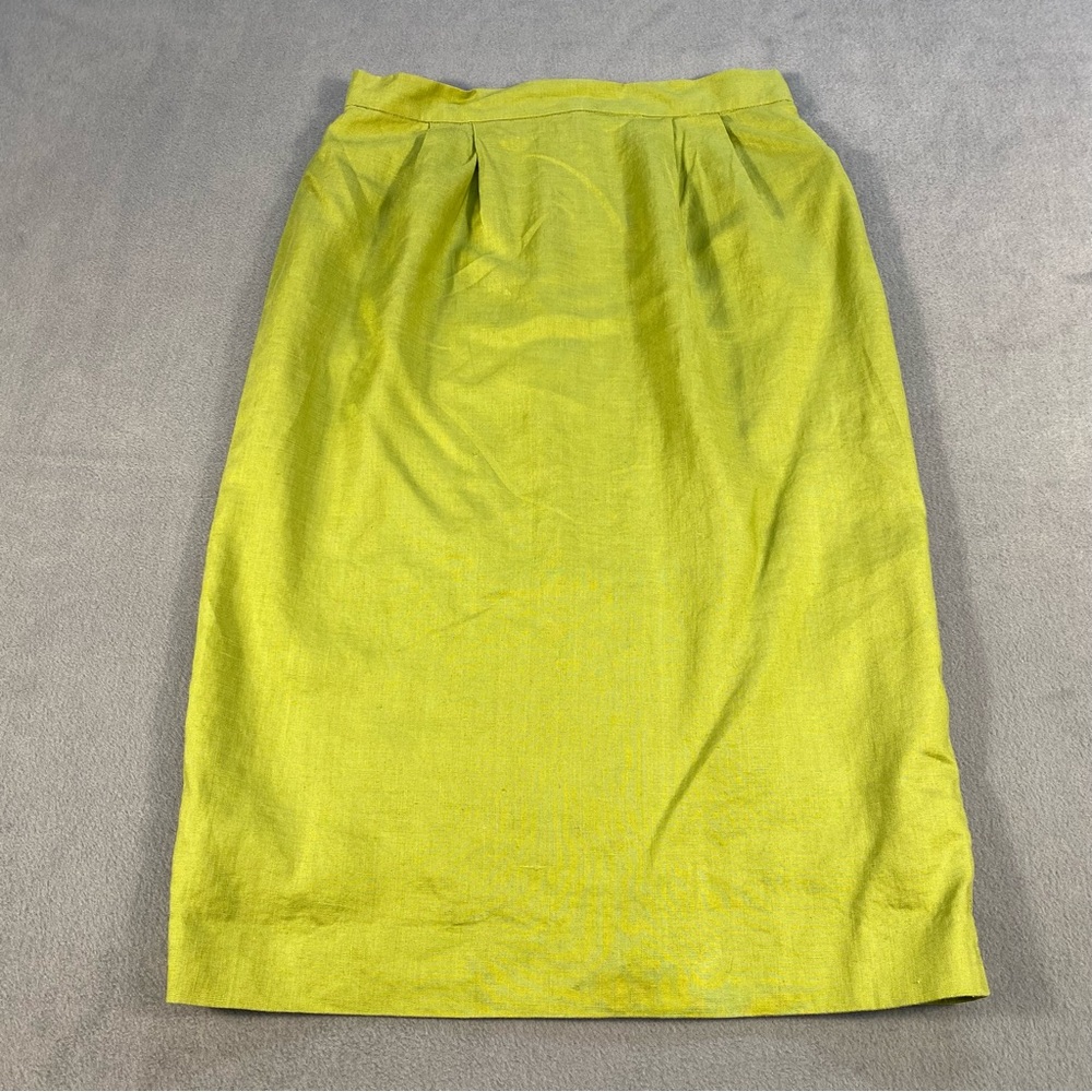 Ellen Tracy Women’s Vibrant Green Linen Pencil Skirt, fully lined, size 8